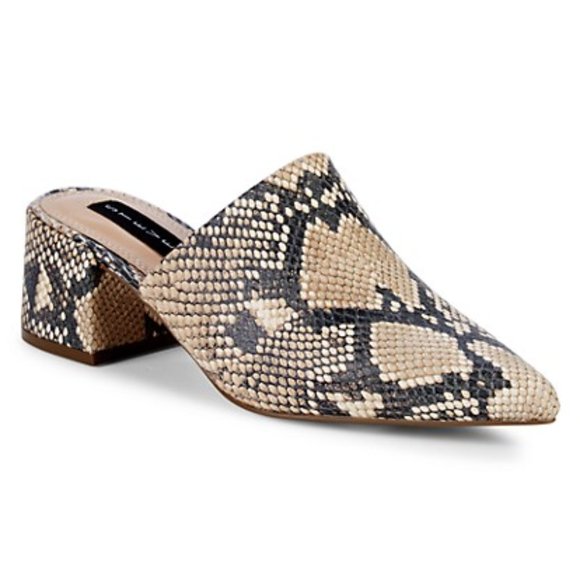 ๐ Steven Snake Skin Block-Heel Pointy Mules - Picture 1 of 12